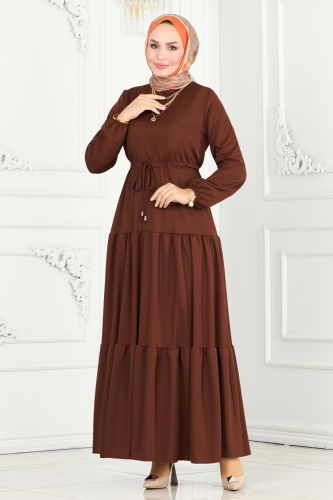 moda selvim Dress 430MP806 Brown - Thumbnail