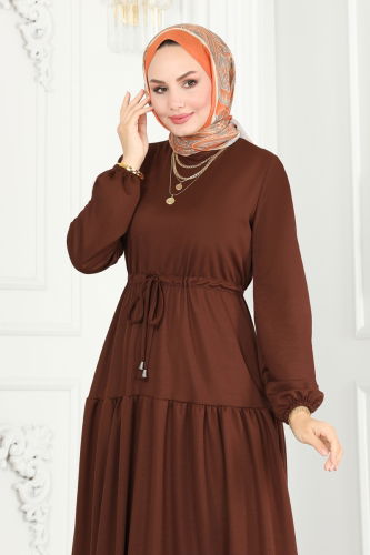 moda selvim Dress 430MP806 Brown - Thumbnail