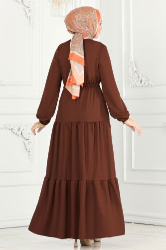 moda selvim Dress 430MP806 Brown - Thumbnail