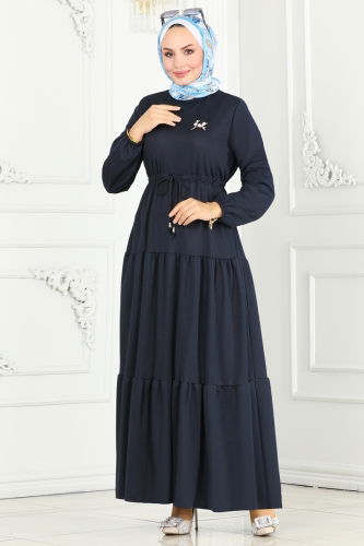 moda selvim Dress 430MP806 Navy Blue - Thumbnail