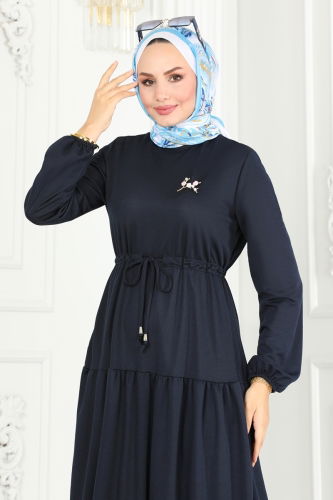 moda selvim Dress 430MP806 Navy Blue - Thumbnail