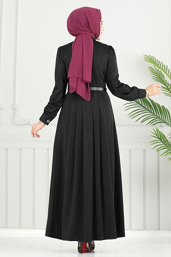 moda selvim الفستان أسود 431DVL817 - Thumbnail