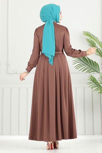 moda selvim الفستان بني 431DVL817 - Thumbnail