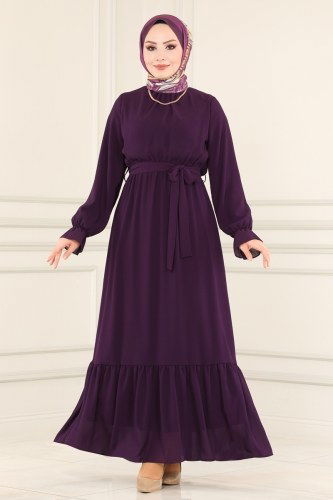 moda selvim Dress 4321MAK757 Purple - Thumbnail