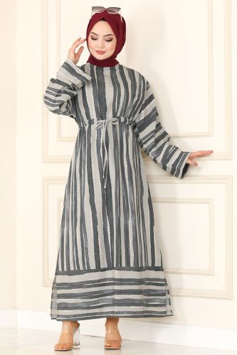 moda selvim Dress 4324MAK757 Gray - Thumbnail