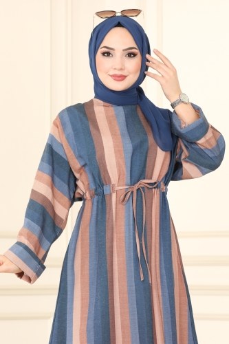 moda selvim 4324MAK757 ياقوتي فستان - Thumbnail
