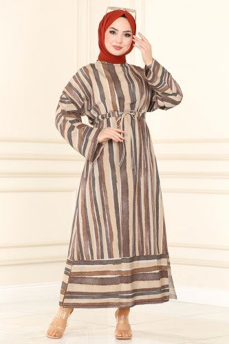 moda selvim Dress 4324MAK757 Tan - Thumbnail