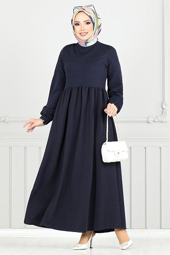 moda selvim Dress 4331NFC915-M Navy Blue - Thumbnail