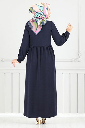 moda selvim Dress 4331NFC915-M Navy Blue - Thumbnail