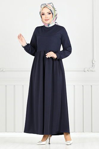 moda selvim الفستان كحلي 4331NFC915-M - Thumbnail