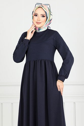 moda selvim الفستان كحلي 4331NFC915-M - Thumbnail