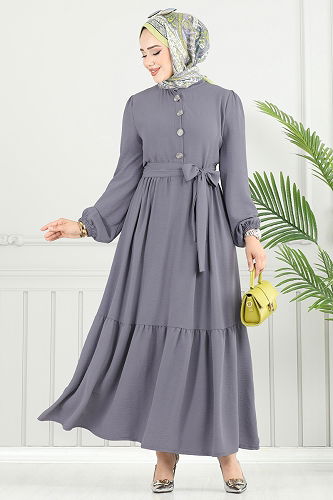 moda selvim Dress 435DVL817 Anthracite - Thumbnail