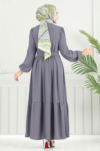 moda selvim Dress 435DVL817 Anthracite - Thumbnail