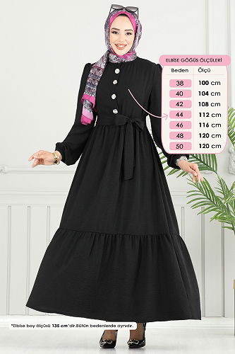 moda selvim Dress 435DVL817 Black - Thumbnail