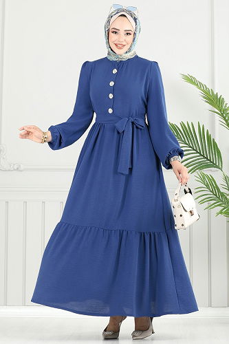 moda selvim الفستان ازرق 435DVL817 - Thumbnail