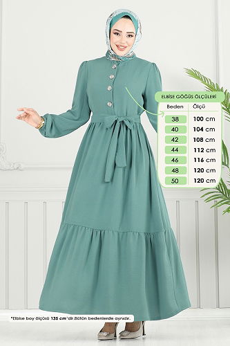 moda selvim Dress 435DVL817 Mint - Thumbnail