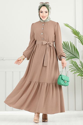 moda selvim الفستان بيج 435DVL817 - Thumbnail