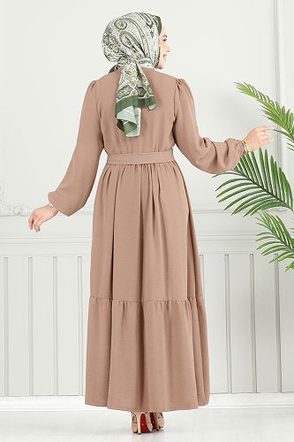 moda selvim الفستان بيج 435DVL817 - Thumbnail