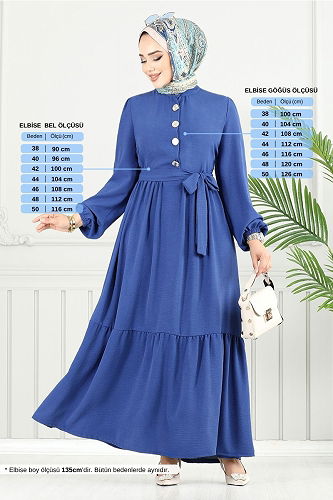 moda selvim الفستان ازرق 436DVL897-M - Thumbnail