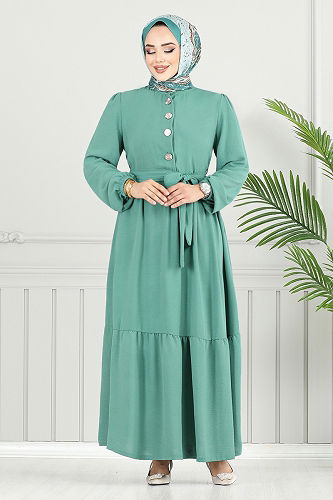 moda selvim الفستان أخضر باهت 436DVL897-M - Thumbnail