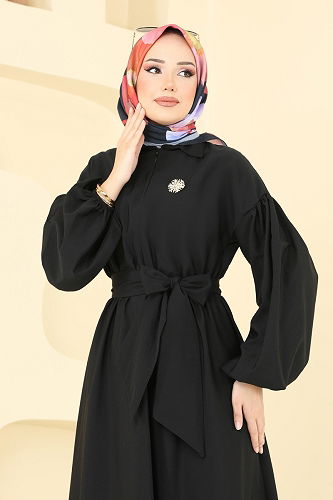 moda selvim Dress 4407CR1136 Black - Thumbnail