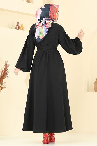 moda selvim Dress 4407CR1136 Black - Thumbnail