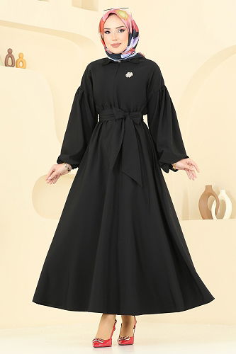 moda selvim Dress 4407CR1136 Black - Thumbnail