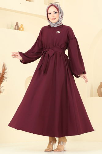 moda selvim الفستان خمري 4407CR1136 - Thumbnail