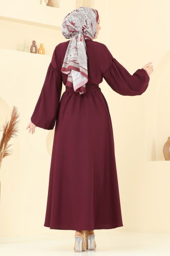 moda selvim الفستان خمري 4407CR1136 - Thumbnail
