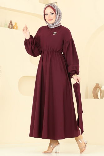 moda selvim الفستان خمري 4407CR1136 - Thumbnail