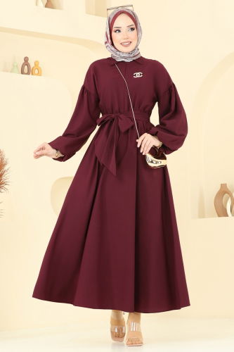 moda selvim الفستان خمري 4407CR1136 - Thumbnail