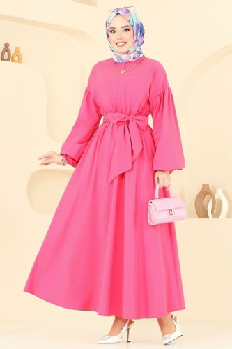 moda selvim Dress 4407CR1136 Fuchsia - Thumbnail