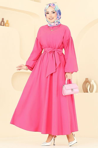 moda selvim Dress 4407CR1136 Fuchsia - Thumbnail