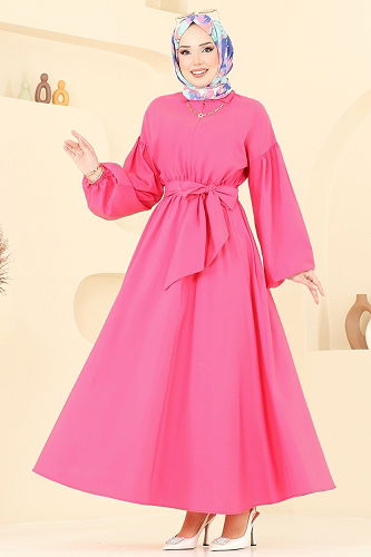 moda selvim Dress 4407CR1136 Fuchsia - Thumbnail