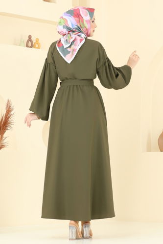 moda selvim الفستان اخضر عفني 4407CR1136 - Thumbnail