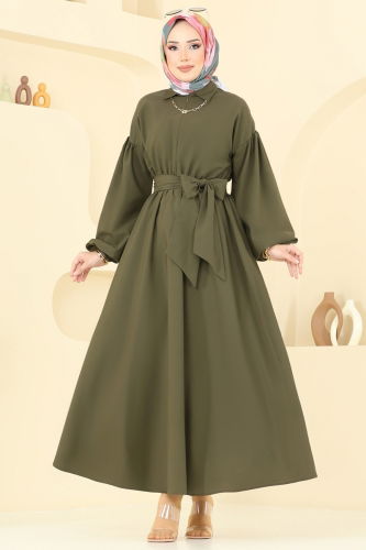 moda selvim الفستان اخضر عفني 4407CR1136 - Thumbnail
