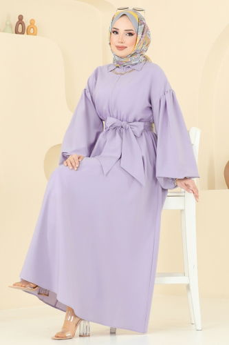 moda selvim Dress 4407CR1136 Lilac - Thumbnail