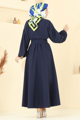 moda selvim Dress 4407CR1136 Navy Blue - Thumbnail
