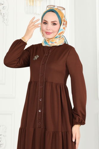 moda selvim Dress 440MP806 Brown - Thumbnail