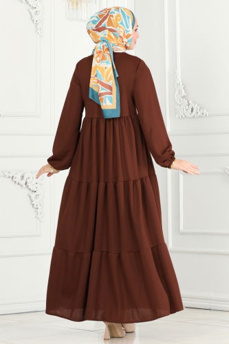 moda selvim Dress 440MP806 Brown - Thumbnail