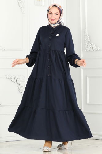 moda selvim Dress 440MP806 Navy Blue - Thumbnail