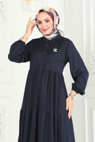 moda selvim Dress 440MP806 Navy Blue - Thumbnail