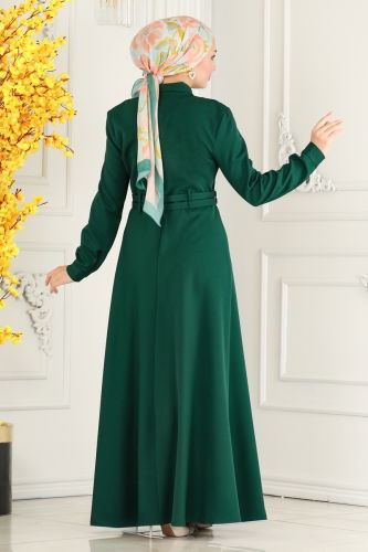 moda selvim Dress 4425AL357 Emerald - Thumbnail