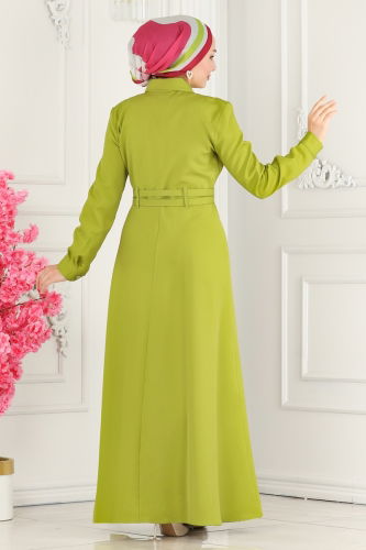 moda selvim Dress 4425AL357 Oil Green - Thumbnail