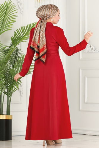 moda selvim Dress 4425AL357 Red - Thumbnail