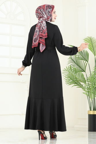 moda selvim الفستان أسود 444DVL817 - Thumbnail