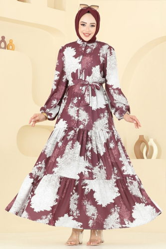 B.R.Z - Dress 4458BRZ597 Pattern1 Damson