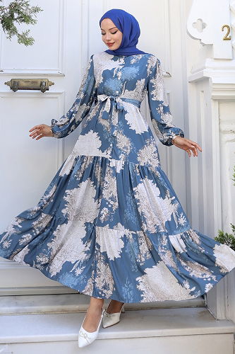 moda selvim الفستان نمط 1 بيج 4458BRZ597 - Thumbnail