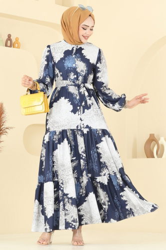B.R.Z - Dress 4458BRZ597 Pattern1 Navy Blue