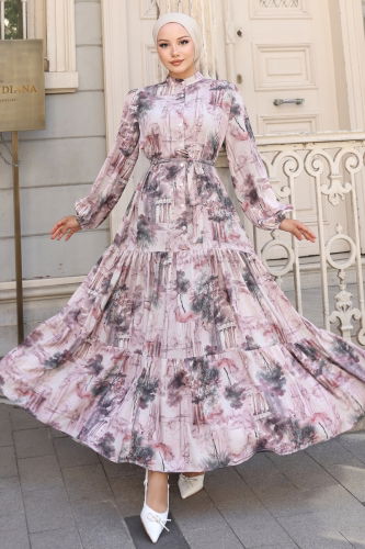 B.R.Z - الفستان باترن 2 بودرة ورؤية 4458BRZ597